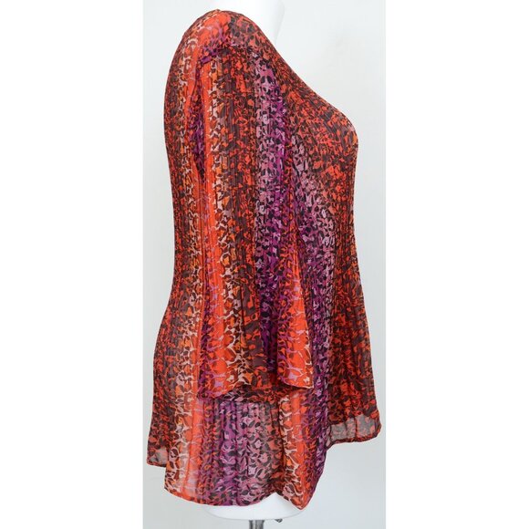 Catherine's PLUS 2X Multi-color Cheetah Print Studded Neckline Tunic Top Blouse - Picture 5 of 8